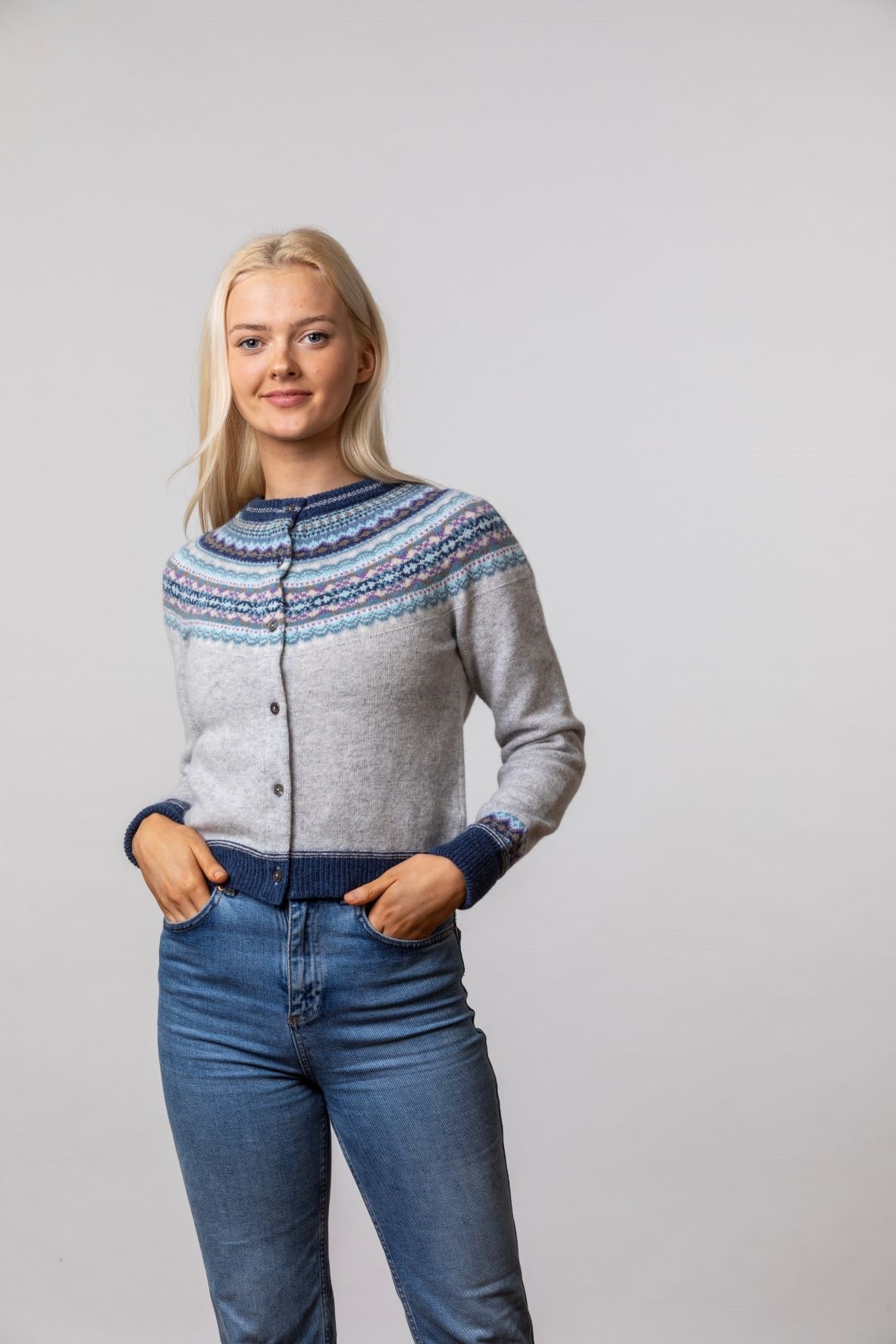 NEW 'Arctic' Alpine Short Cardigan 100% Merino Lambswool designed by ERIBÉ Knitwear