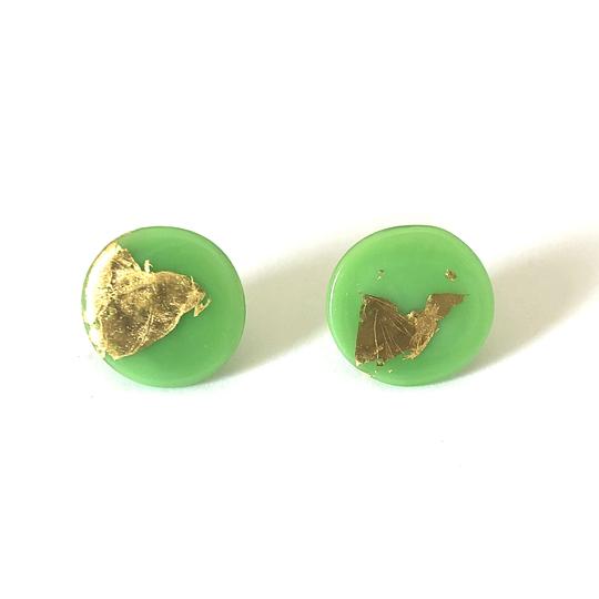 Gold Button Glass Studs Handmade by Helen Chalmers Jewellery