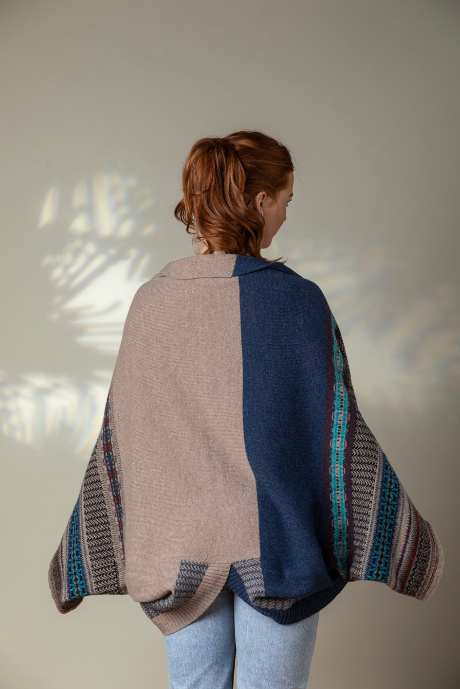 Autumn Winter 24 'OBAN SKY' MONTROSE BLANKET COAT 100% Merino Lambswool designed by ERIBÉ Knitwear