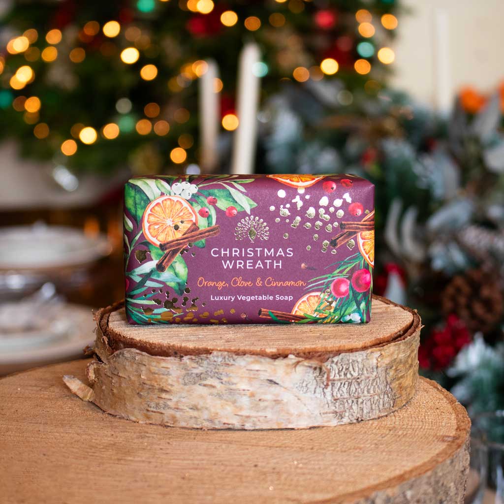 Christmas Tidings Soap Bar - Christmas Wreath