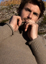 Load image into Gallery viewer, Men's Cashmere Seed Stitch Roll Neck Sweater by Fisherman out of Ireland
