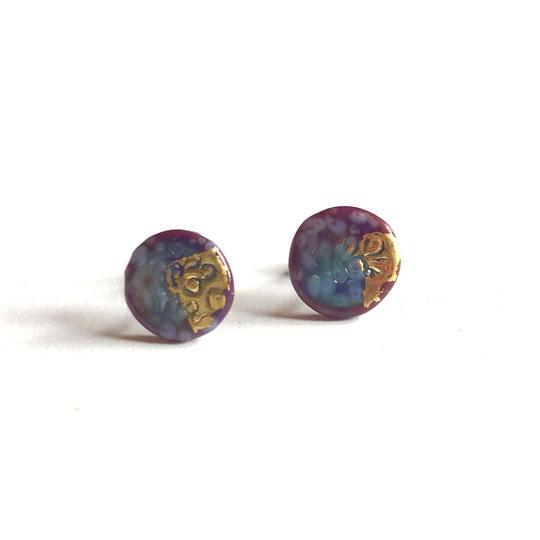 Flat Midi Glass Stud Earrings Handmade in Scotland by Helen Chalmers