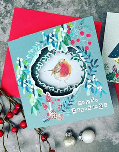 CSX107 Christmas Robin concertina card