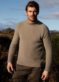 Men's Cashmere Seed Stitch Roll Neck Sweater by Fisherman out of Ireland
