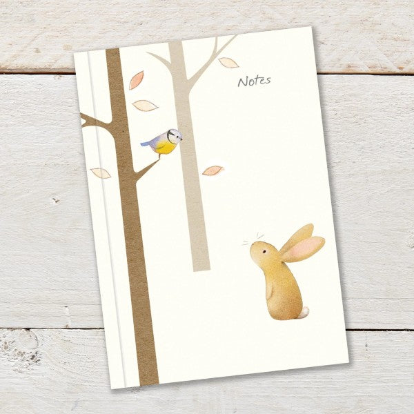 NEW 'RABBIT AND BLUETIT' Notebook GBNB06 designed by Gingerbetty