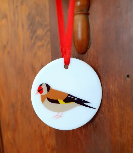 Goldfinch Ceramic Hanging Decoration by Blue Ranchu Designs