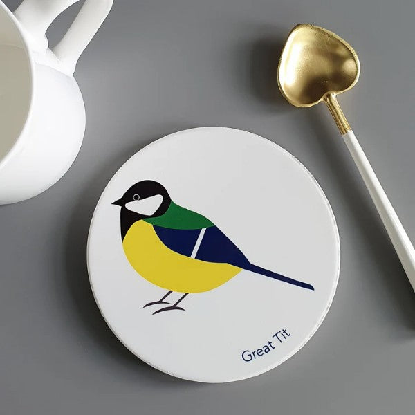 Great Tit Ceramic Coaster by Blue Ranchu Designs
