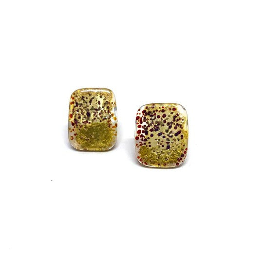 'Hakone' Japanese style Glass Panel Stud Earrings Handmade by Helen Chalmers