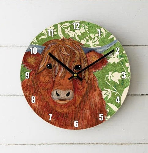 Highland Cow Clock by Perkins & Morley