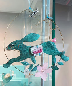 Running Hare Ornament by Beastie Assemblage