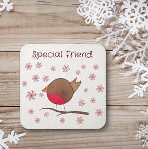 Special Friend Robin Coaster by Deborah Cameron