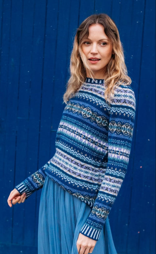 *NEW COLOURS AUTUMN'25* 'SAPPHIRE' Kinross Sweater' 100% Supersoft Merino Lambswool Made in Scotland by ERIBÉ Knitwear