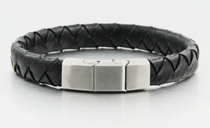 Black Leather Magnetic Bracelet LMB06