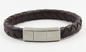 Brown Leather Magnetic Bracelet LMB07