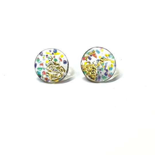 Flat Midi Glass Stud Earrings Handmade in Scotland by Helen Chalmers