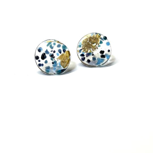 Flat Midi Glass Stud Earrings Handmade in Scotland by Helen Chalmers