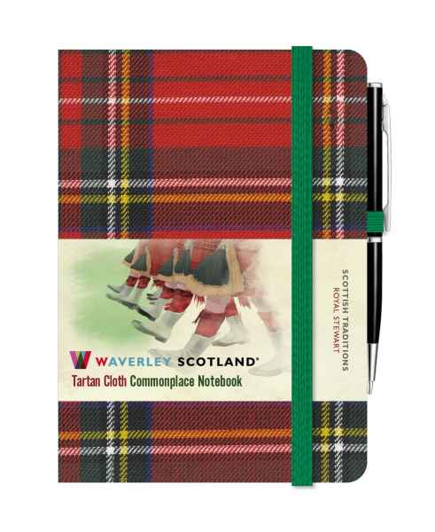 TARTAN CLOTH NOTEBOOK MINI WITH PEN: ROYAL STEWART