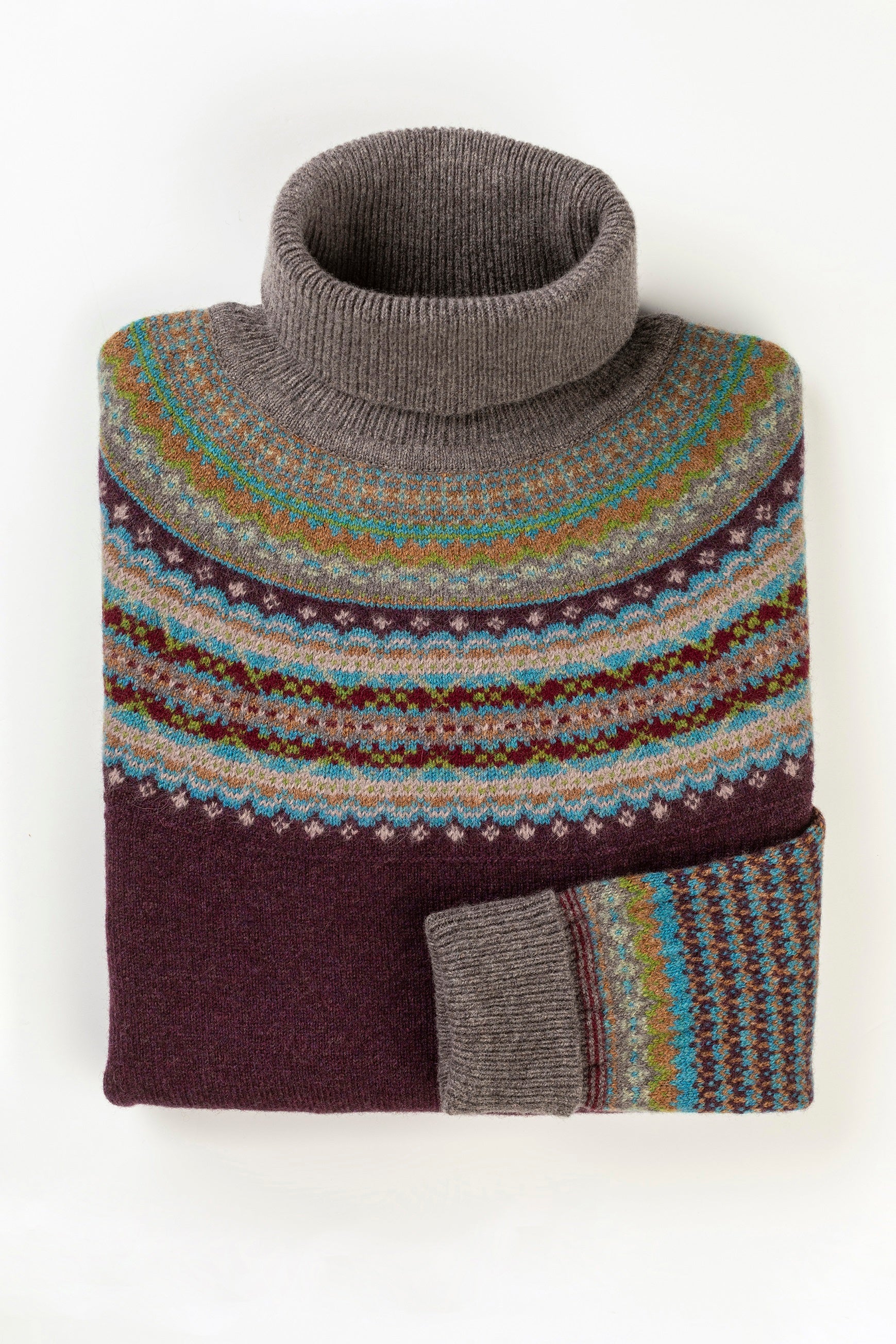 Autumn Winter 24 Alpine Roll Neck Sweater 'ESMERALDA'  96% Merino Lambswool / 4% Angora designed by ERIBÉ Knitwear