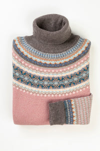 Autumn Winter 24 Alpine Roll Neck Sweater 'VINTAGE PINK'  96% Merino Lambswool / 4% Angora designed by ERIBÉ Knitwear (Copy)