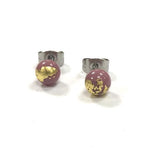 Load image into Gallery viewer, Mini Glass Stud Earrings with 24ct Gold Leaf Handmade by Helen Chalmers
