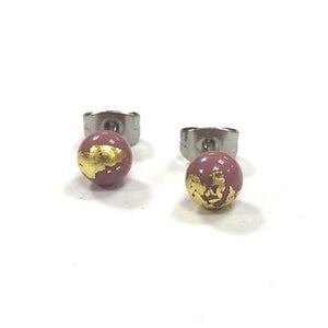 Mini Glass Stud Earrings with 24ct Gold Leaf Handmade by Helen Chalmers