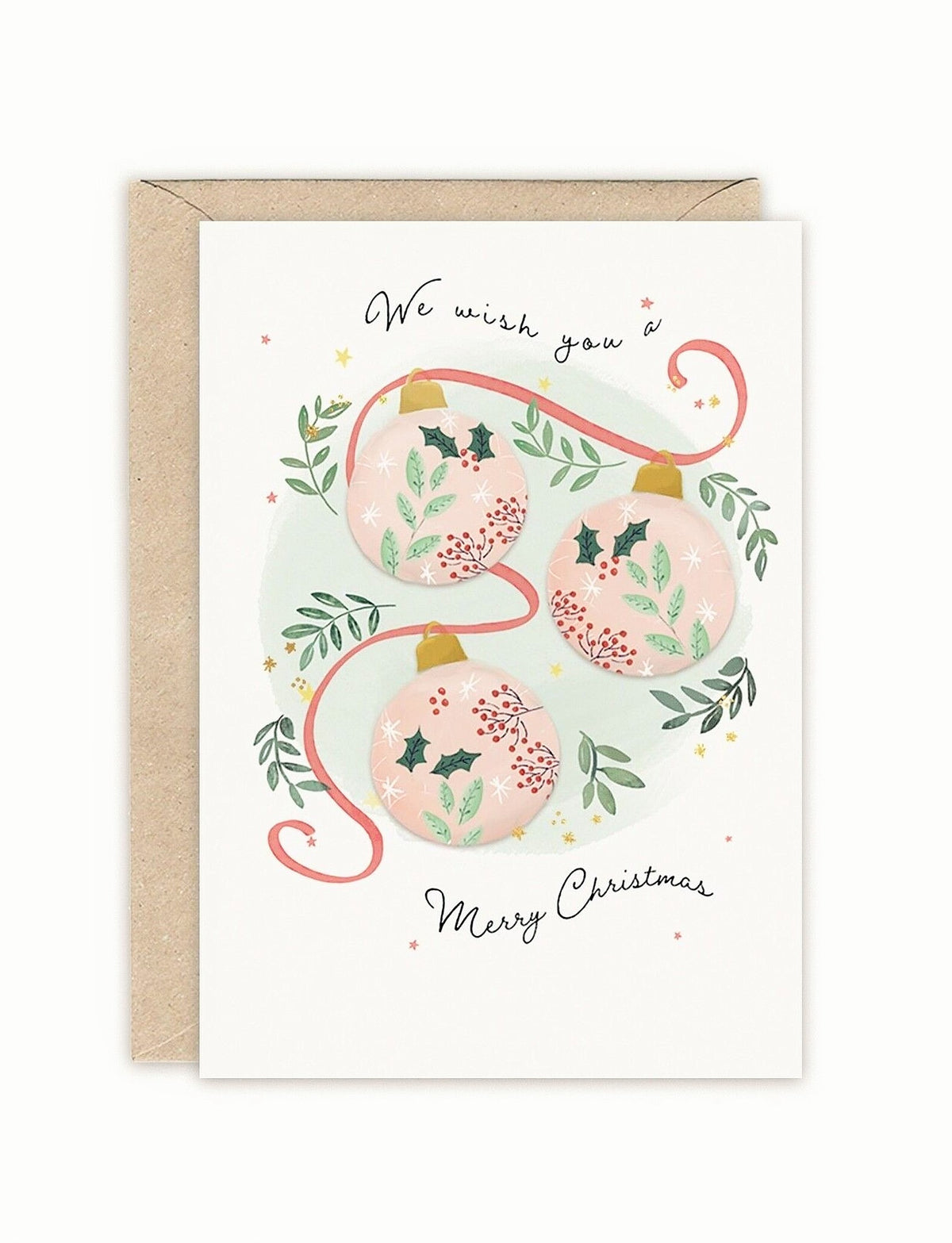 Pretty BAUBLES Luxury Foiled Christmas Card by Emma Bryan Design