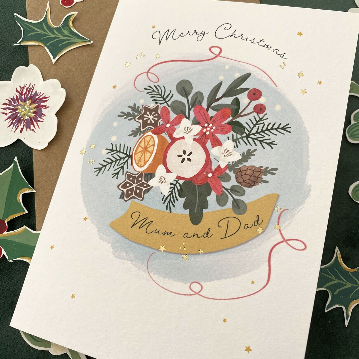 MUM AND DAD Luxury Foiled Christmas Card by Emma Bryan Design