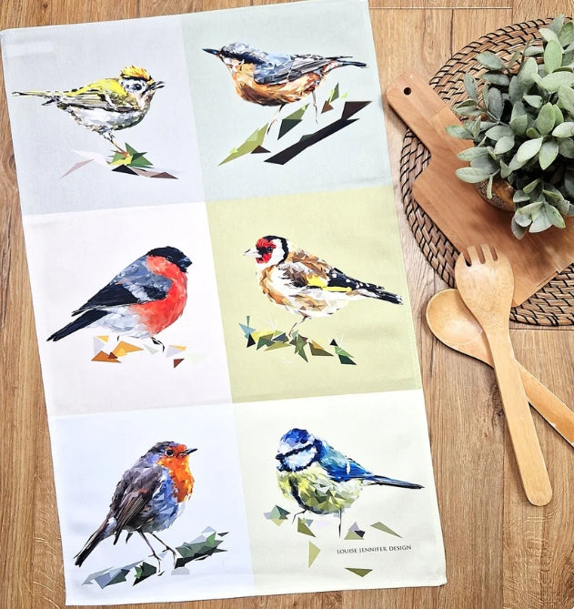 Bird Tea Towels Illustrated by Louise Jennifer Design