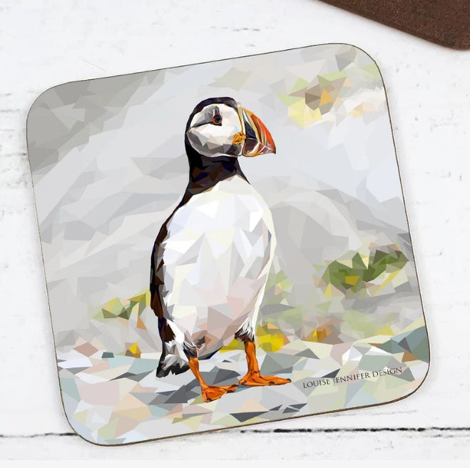 Puffin Hard Wood Coasters Illustrated by Jennifer Louise Design