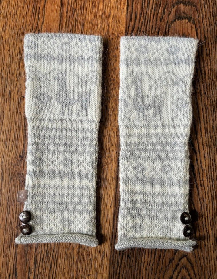Alpaca Fair Isle Fingerless Gloves by Samantha Holmes