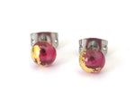 Load image into Gallery viewer, Mini Glass Stud Earrings with 24ct Gold Leaf Handmade by Helen Chalmers
