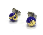 Load image into Gallery viewer, Mini Glass Stud Earrings with 24ct Gold Leaf Handmade by Helen Chalmers
