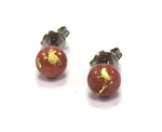 Load image into Gallery viewer, Mini Glass Stud Earrings with 24ct Gold Leaf Handmade by Helen Chalmers
