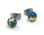 Load image into Gallery viewer, Mini Glass Stud Earrings with 24ct Gold Leaf Handmade by Helen Chalmers
