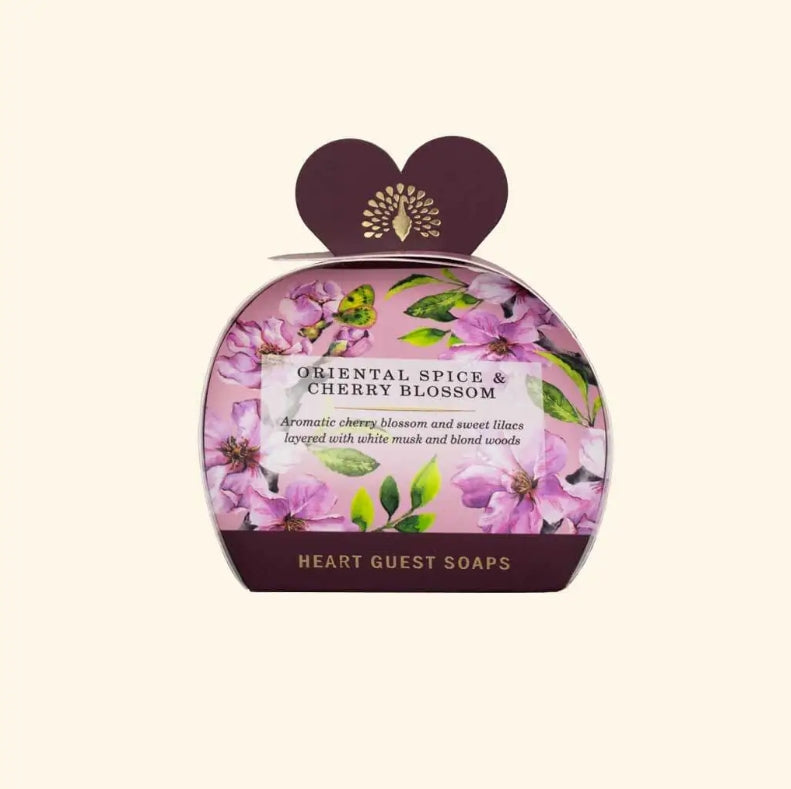 Boxed Heart Guest Soaps - Oriental Spice & Cherry Blossom  (Set of 3 Soaps)