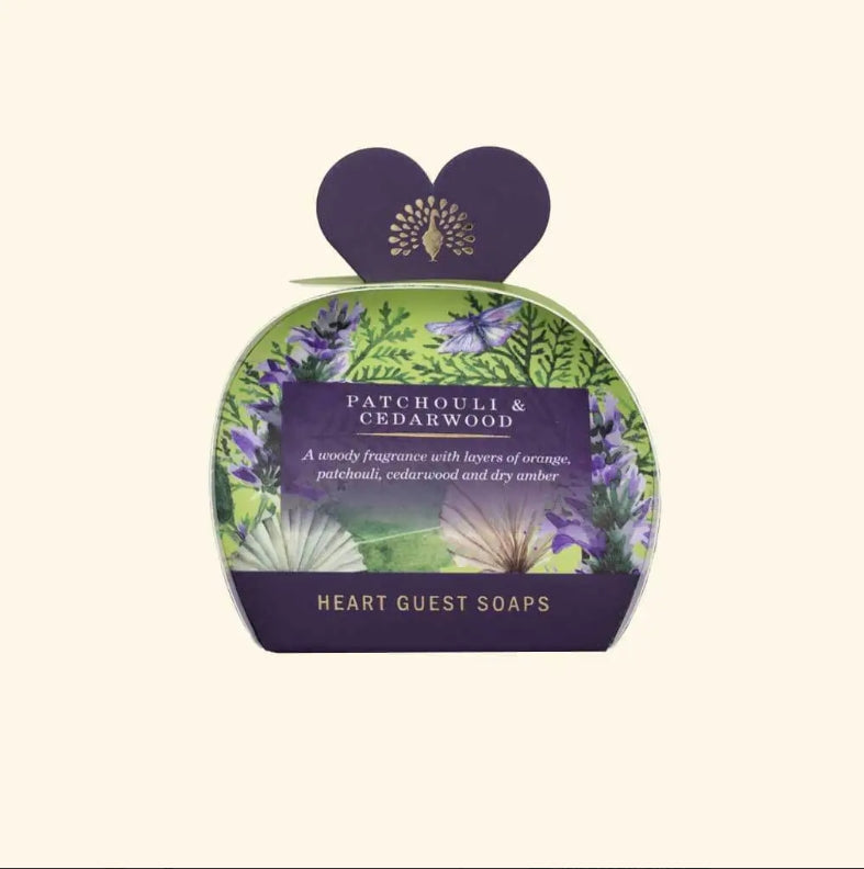 Boxed Heart Guest Soaps - Patchouli & Cedarwood (Set of 3 Soaps)
