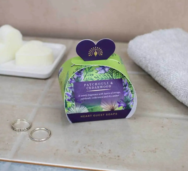 Boxed Heart Guest Soaps - Patchouli & Cedarwood (Set of 3 Soaps)