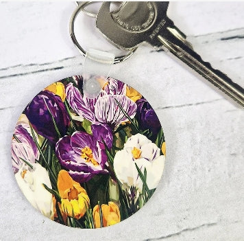 Spring Flower Hardwood Keyrings by Louise Jennifer Design