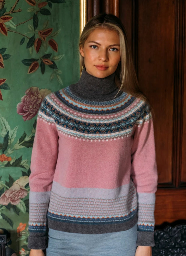 Alpine Roll Neck Sweater 'VINTAGE PINK'  96% Merino Lambswool / 4% Angora designed by ERIBÉ Knitwear