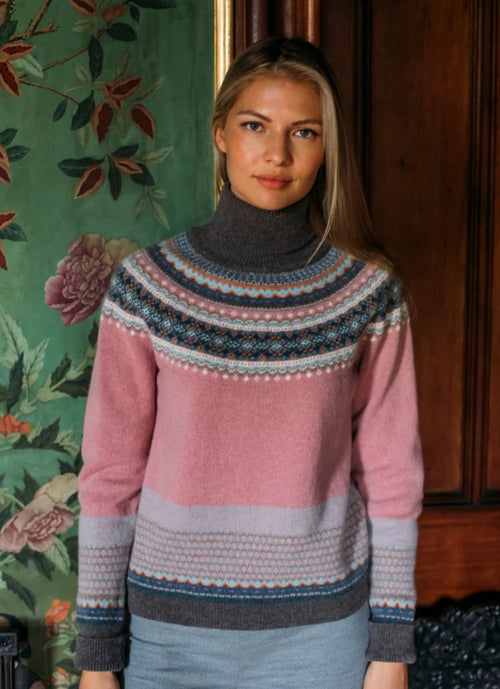 Alpine Roll Neck Sweater 'VINTAGE PINK'  96% Merino Lambswool / 4% Angora designed by ERIBÉ Knitwear