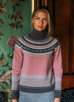 Load image into Gallery viewer, Alpine Roll Neck Sweater 'VINTAGE PINK'  96% Merino Lambswool / 4% Angora designed by ERIBÉ Knitwear
