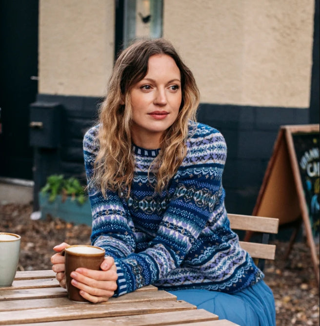 *NEW COLOURS AUTUMN'25* 'SAPPHIRE' Kinross Sweater' 100% Supersoft Merino Lambswool Made in Scotland by ERIBÉ Knitwear