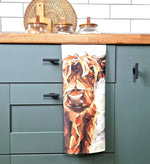 Load image into Gallery viewer, NEW Highland Cow Tea Towel Illustrated by Louise Jennifer Design
