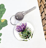 Load image into Gallery viewer, Spear Thistle Hardwood Keyrings by Louise Jennifer Design
