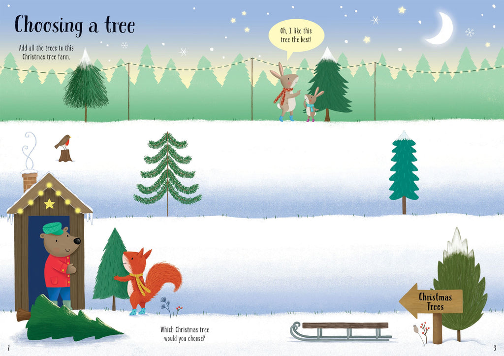 SPARKLY CHRISTMAS TREES STICKER BOOK (PB)