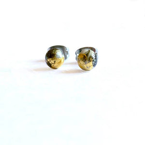 Mini Glass Stud Earrings with 24ct Gold Leaf Handmade by Helen Chalmers