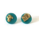 Load image into Gallery viewer, Gold Button Glass Studs Handmade by Helen Chalmers Jewellery
