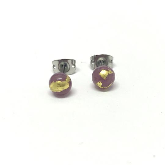 Mini Glass Stud Earrings with 24ct Gold Leaf Handmade by Helen Chalmers