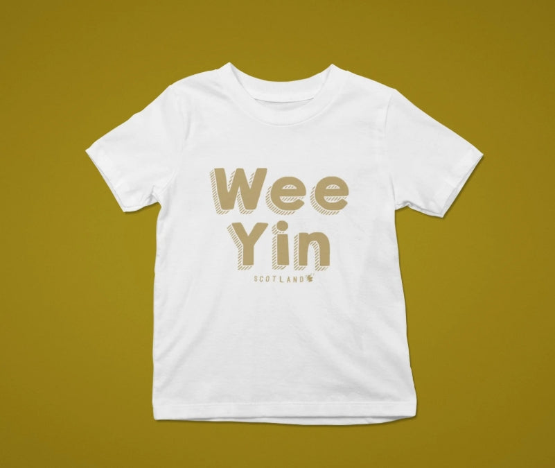 *Wee Yin - White: Kids Scottish T-Shirt designed by Brave Scottish Gifts