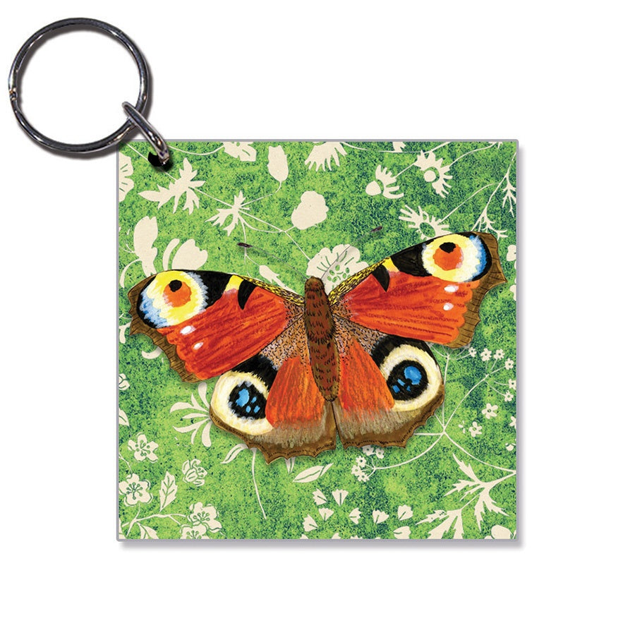 Peacock Butterfly / Wild Wood Keyring designed by Perkins & Morley
